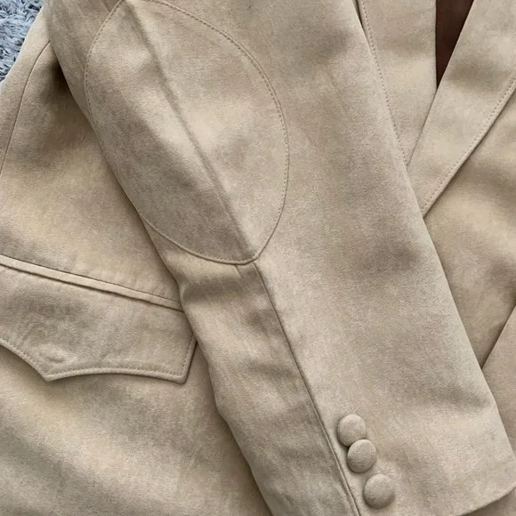 Super Cool Vintage Suede-ish Western Jacket Blazer. Size 46. Jaroun.